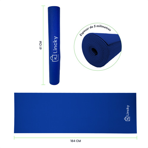 Tapete de yoga Lincky Yoga Mat de 3 mm color azul