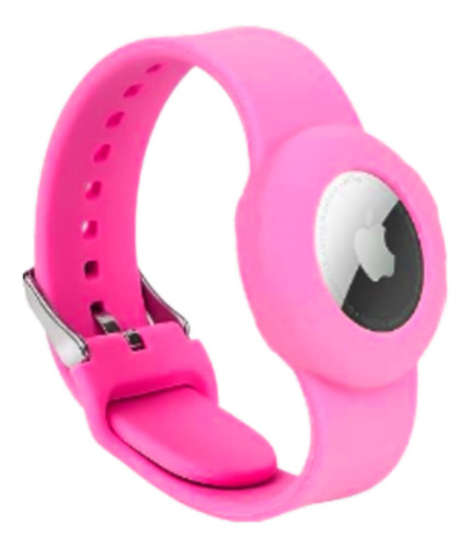 Pulseira Bracelete Silicone Compatível Para Airtag Rastreado Cor Rosa-chiclete