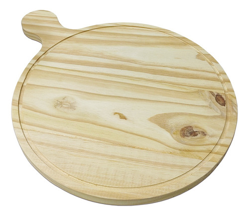 Tablas De Pizza Madera Pino Con Mango Pack ×10 Color Marrón Redonda