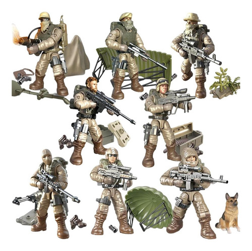 8 Piezas 1/35 Figuras De Acción De Soldado Articuladas .