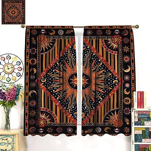 Cortinas De Ventana Con Mandala Hippie, Sol Ardiente Indio,