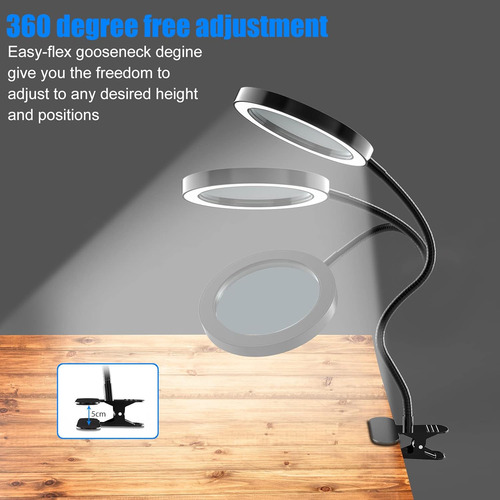 Lámpara De Vidrio De Lupa 10x Con Luz, Luz De Lupa Con Clip,