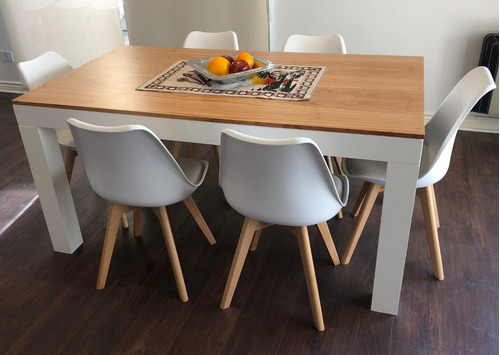 Mesa Laqueada Paraíso Comedor Moderna Madera 160cm Nordica