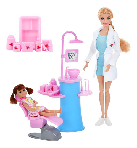 Muñeca Articulada Dentista Con Niña Y Accesorios, 12744