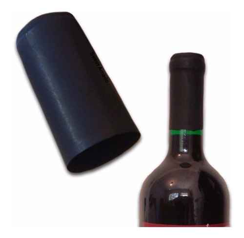 Imagem 1 de 3 de 100 Lacres Termoencolhível Vinho Cor Preto 34mm X 6mm