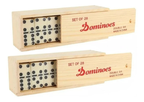 X2 Domino Juego Domino Con Caja Madera 9mm 28pc Juego Domino