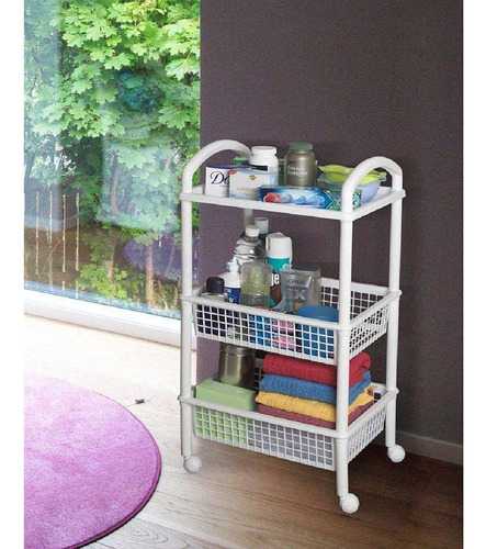 Carrito Organizador Italhome Multiusos Con 3 Cestas Blanco