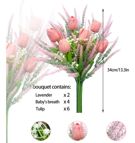 Combinación De Tulipanes Artificiales Y Lavanda Simulados En