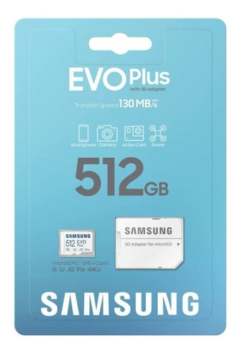 Memoria Micro Sd 512gb Samsung Evo Plus U3 4k 130mb/s