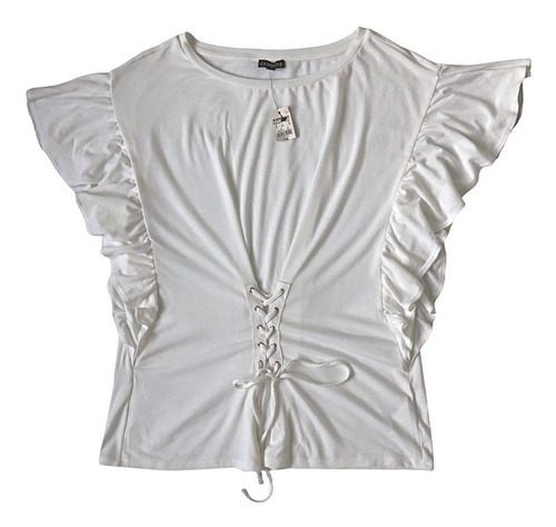 Playera Blanca Sin Mangas Con Cinta Tipo Corset Para Ajustar