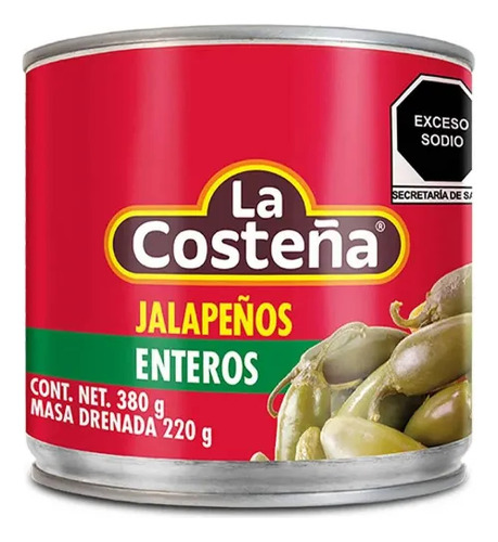 JALAPEÑOS ENTEROS sin conservadores 380 GR LA COSTEÑA