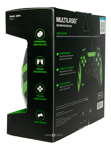 Controle Gamer Joystick C/ Led Multilaser Com Fio Ps3 Pc Usb