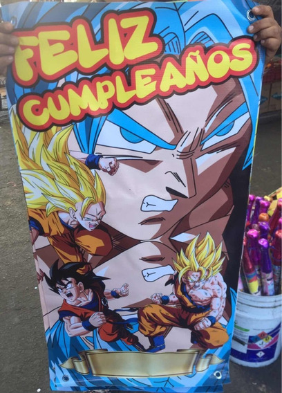 Lona Feliz Cumpleaños Dragon Ball Goku Fiesta | Meses sin intereses