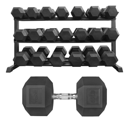 Rack Set C/10 Pares Mancuernas Hexagonales Pvc 55-100 Lbs