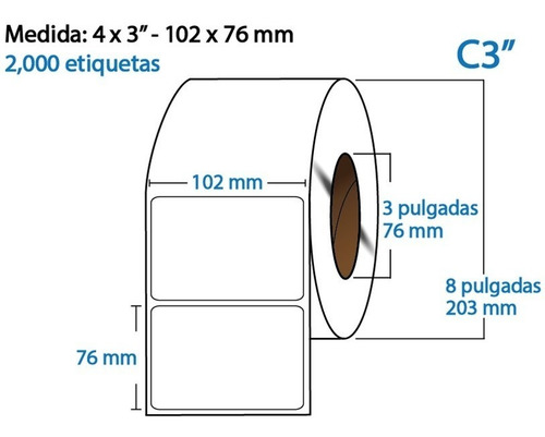 Imagen 6 de 8 de Etiqueta Bopp Plástica 4x3 (102x76 Mm) Rollo 2,000 Pzas C3