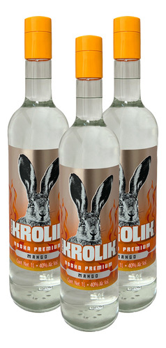 Tripack Vodka Cs Krolik Premium Sabor Mango 1000 Ml