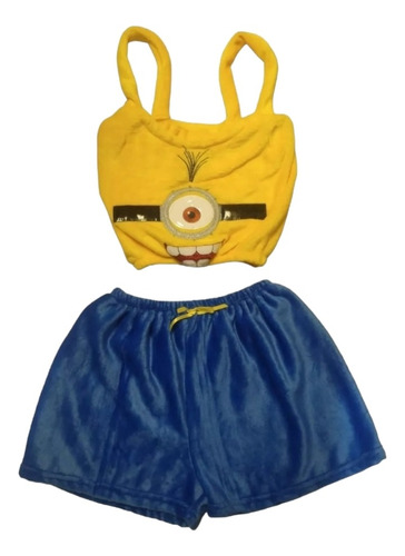 Pijama Minions Short + Top Dama Juvenil Calientita Polar