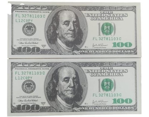 Imagen 1 de 3 de 2 Billetes De Cien Dólares De Juguete.