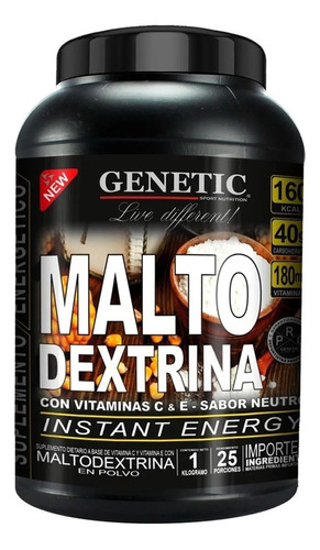 Maltodextrina 1 Kilo Energia + Vitamina C & E - Genetic Sabor Neutro