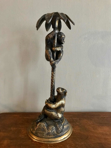 Figura Estilo Vintage Fabricada En Bronce Changos En Palmera