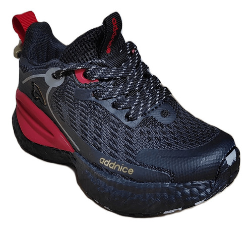 Zapatillas Deportivas Addnice Tunez Negro Rojo Niño Comodas 