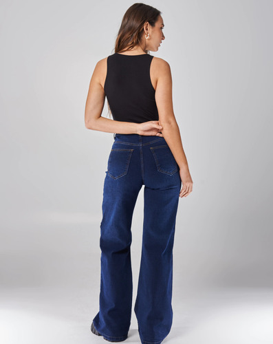 Jeans Wide Azul Elastizado Mujer