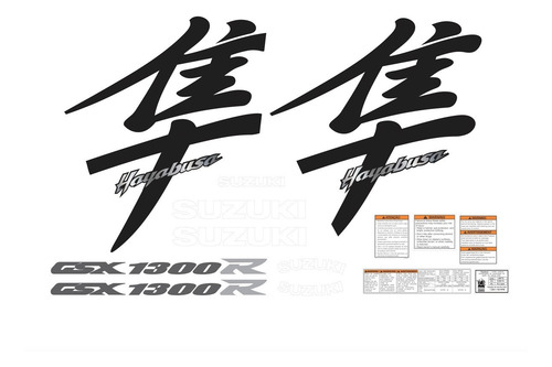 Kit Adesivos Para Suzuki Hayabusa Gsx 1300r 2000 16042 Cor Preto