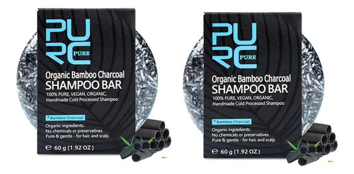 2x Shampoos Purc Carvão De Bamboo Escurece Cabelo Grisalho