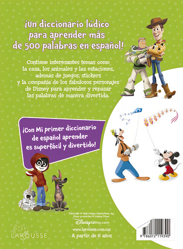 Mi primer diccionario de español con stickers, de Infantil. Editorial Larousse, tapa blanda en español, 2018