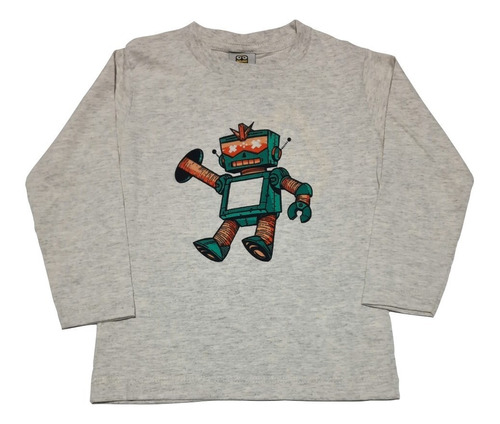 Remera Manga Larga Bebés Nenes Pecosos Robot