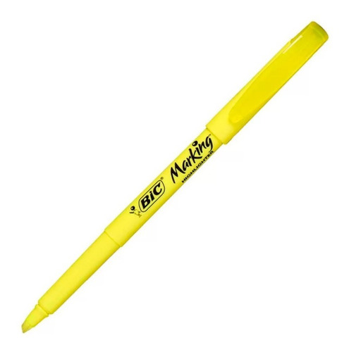 Kit 2 Canetas Marca Texto Bic Marking Pincel Amarelo Escolar