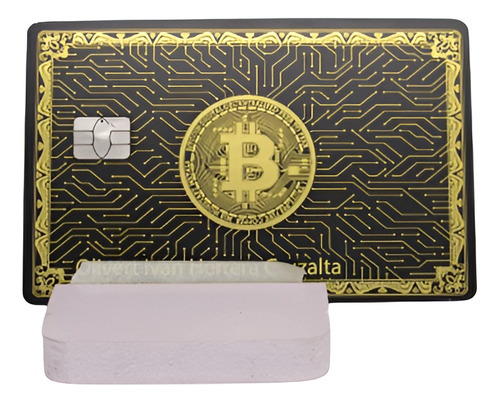 Tarjeta De Metal  Bitcoin Color Negro Con Dorado