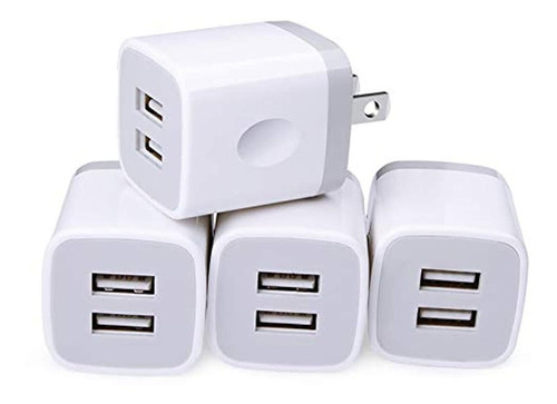 Cargador De Pared Usb, Cargador Cubo 2puertos 4pack 2.1a/5v