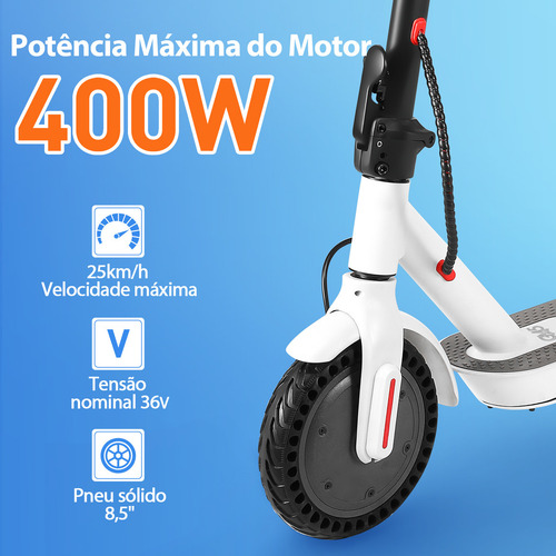 Gm5 P1 Patinete Elétrico Adulto, 400 W De Potência Máxima, 25 Km/h Velocidade Máxima, Autonomia De 20 Km Com Uma Carga Completa, Scooter Eletrica Dobrável Com Aplicativo Bluetooth Branco