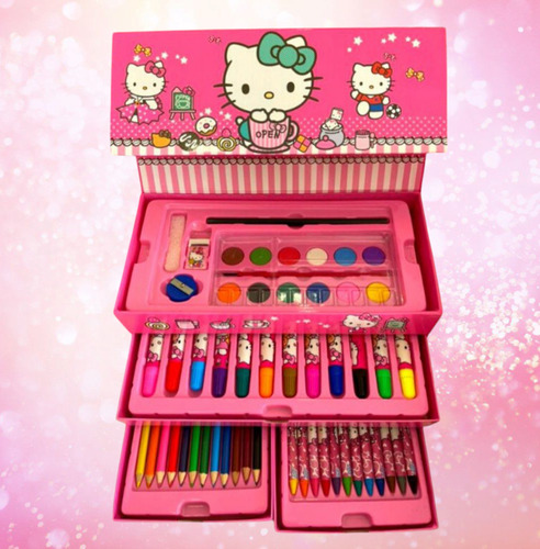 Maletín De Plumones, Colores Y Pinturas De Hello Kitty