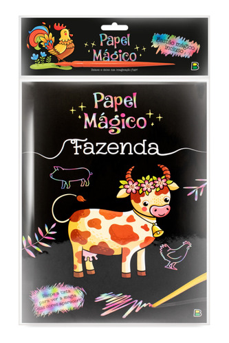 Livro Infantil Para Colorir Papel Mágico Pintar Raspadinha: Fazenda