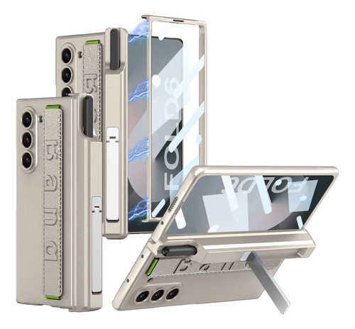 Funda Con Bisagra Magnética Para Samsung Galaxy Z Fold 6, Soporte Para Bolígrafos Con Película De Vidrio, Pliegue En Z, 6 P