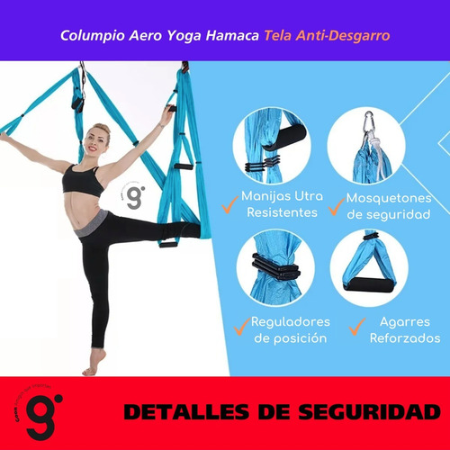 Imagen 3 de 9 de Columpio Hamaca Aero Yoga Nylon Reforzado Antidesgarre