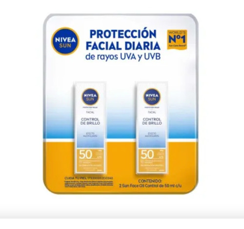 Protector Solar Facial Nivea Fps 50 Sin Brillo 50ml 2 Pack