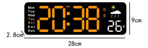 Reloj De Pared Led, Reloj De Pared Digital Negro Y Naranja