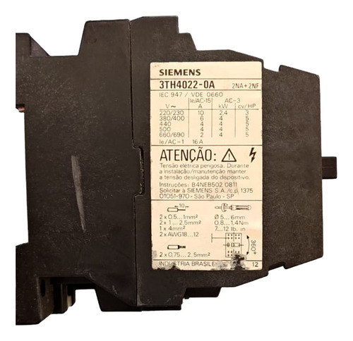 Contactor Auxiliar Siemens 2na+2nc, 110v, 3th4022-0af0