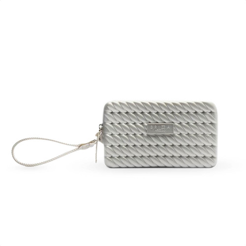 Bolsa Brizza Arezzo Clutch Prata Metalizado Visual Moderno Cor Prateado