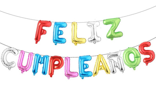 Imagen 1 de 1 de Globo Metálico Letras 46 Cm Feliz Cumpleaños En Color+regalo