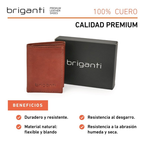 Imagen 8 de 10 de Billetera Cuero Hombre Briganti Tarjeteros Moda Acc61793