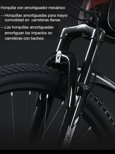 Bicicleta De Montaña Con Marchas Con Amortiguación Suspensión Delantera 21 Velocidades Josbru CJ-002 Negro