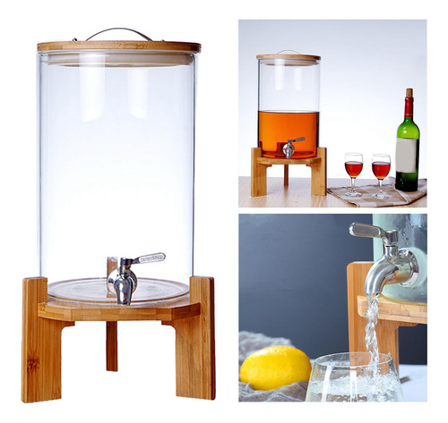 Dispensador De Barril De Bebidas De Vidrio, Jarra De Jugo 8l