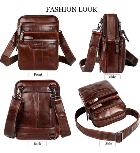 Bolsa Mensajera De Cuero Genuino Para Hombre Marrón