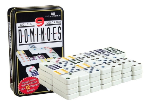 Juego De Domino Doble Chancho 9 Caja Metálica 55 Piezas