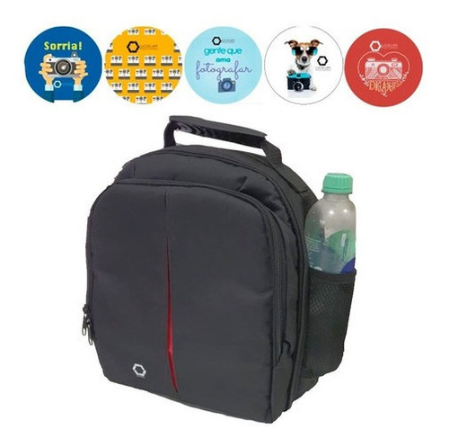 Imagem 1 de 6 de Mochila Fotográfica Pix Photopro + 5 Bottons Aleatórios