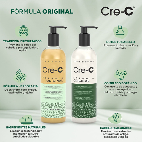 Shampoo Anticaída cre-c formula Original 500 Ml
